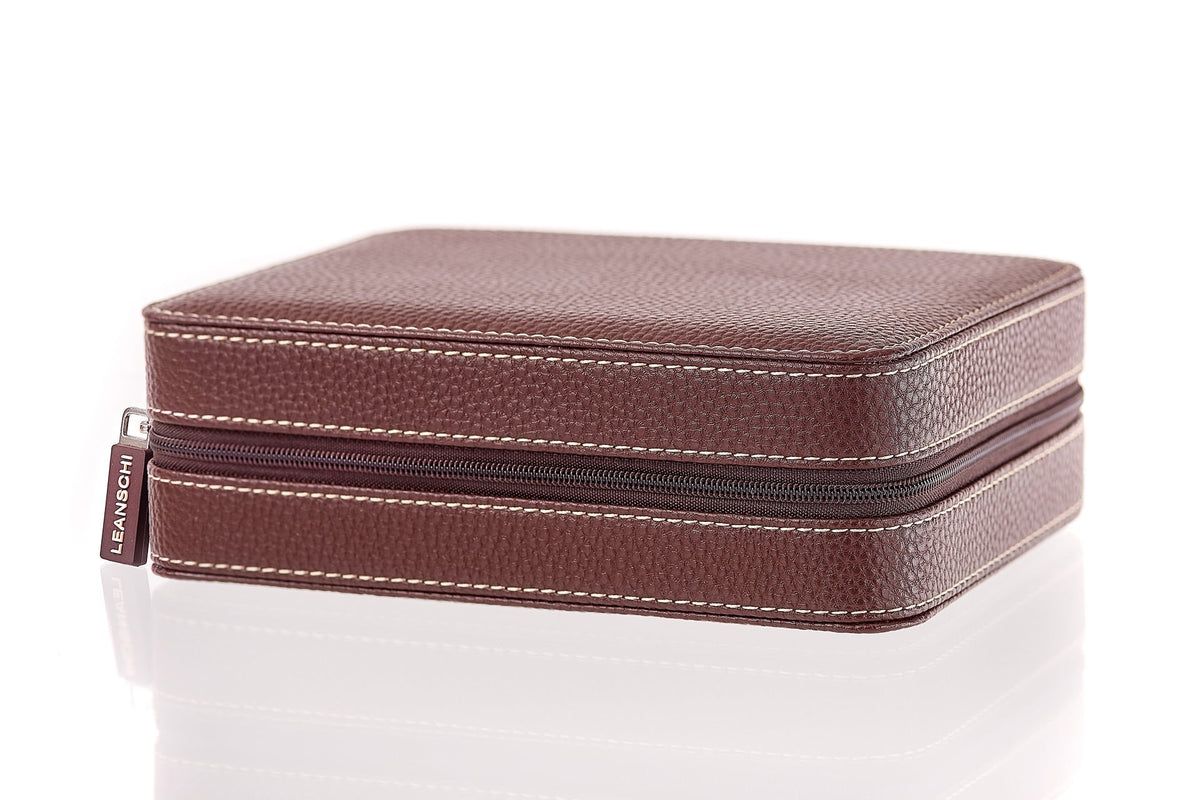 ZIP-pouch storage | transport 4 watches | brown PU