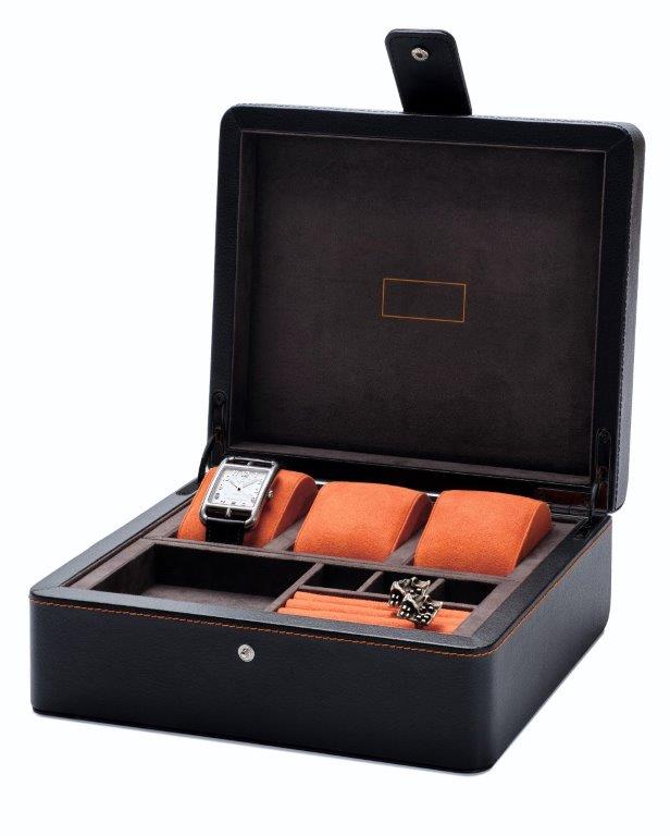 Medium jewelry box for Gents | Black & orange