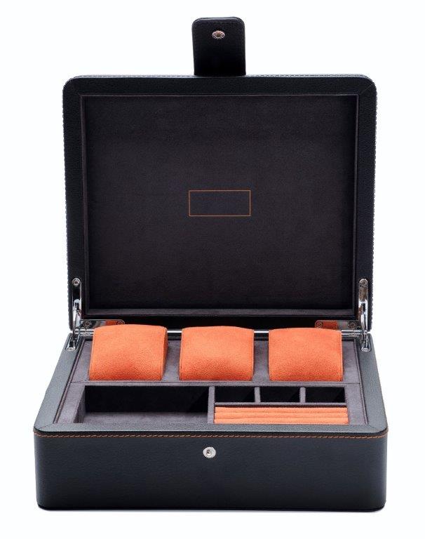 Medium jewelry box for Gents | Black & orange