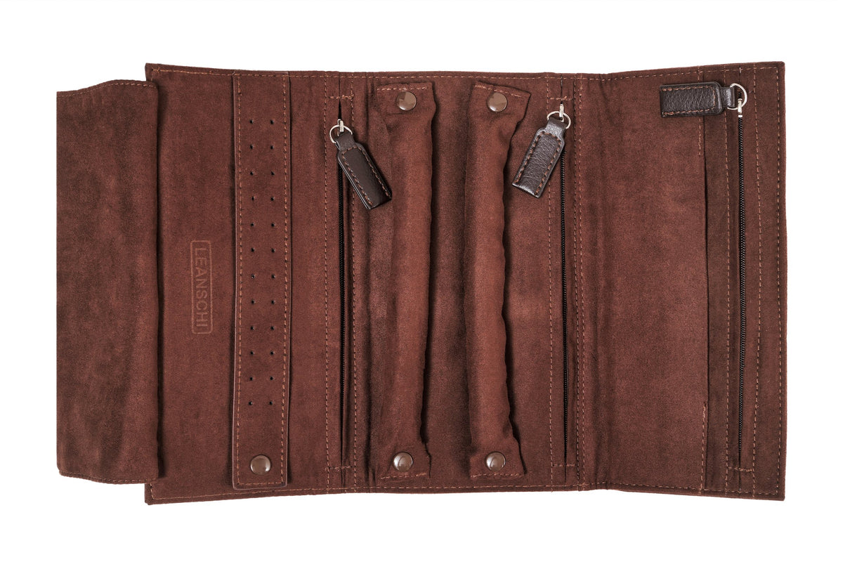 Jewelry travel roll | chocolate brown