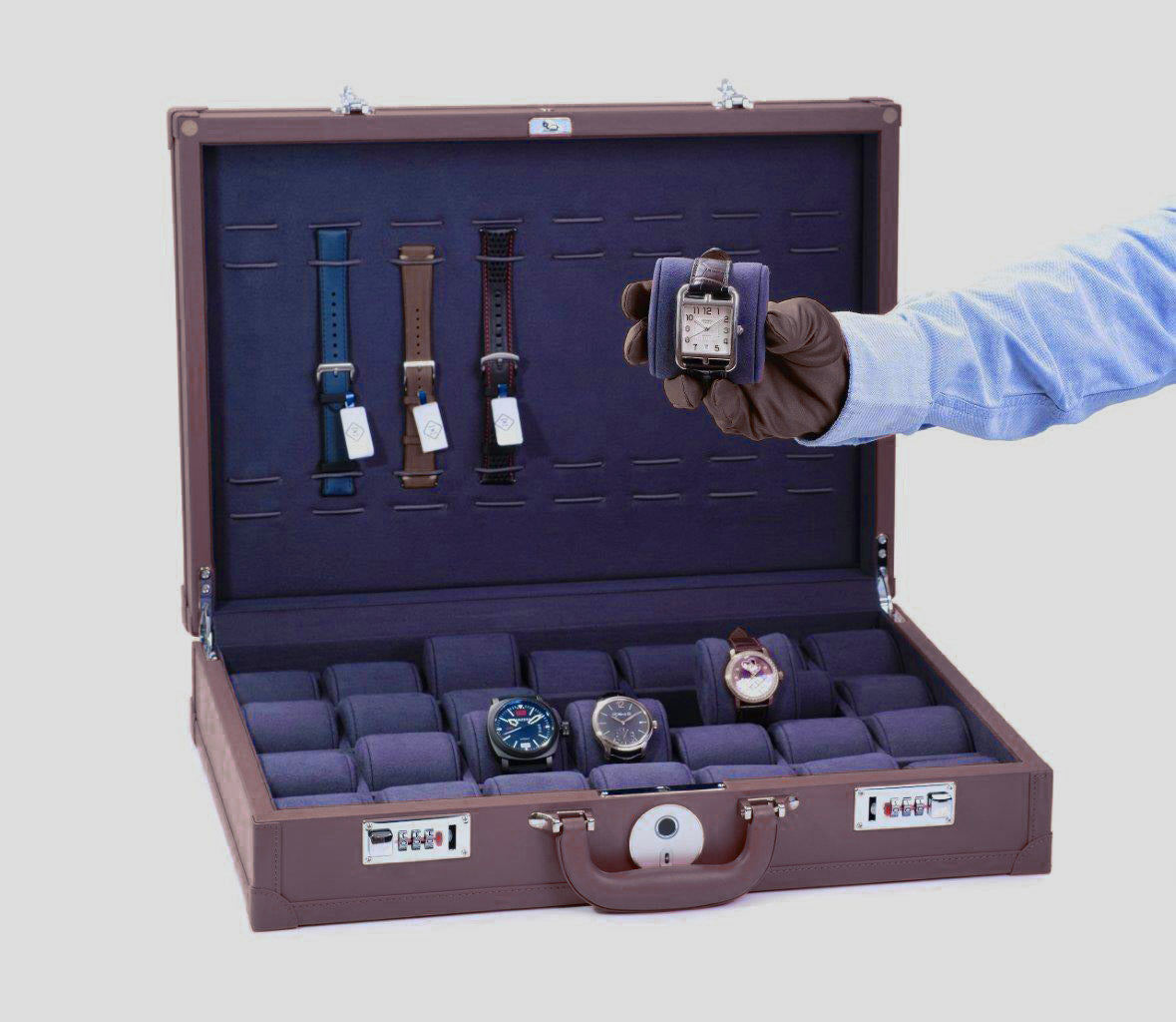 Collector's SUITCASE for up to 28 timepieces | FINGERPRINT-lock