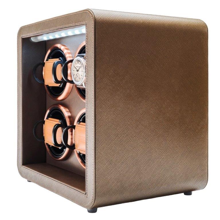 Smart watchwinder for 4 watches | CHOCOLATE saffiano Edition