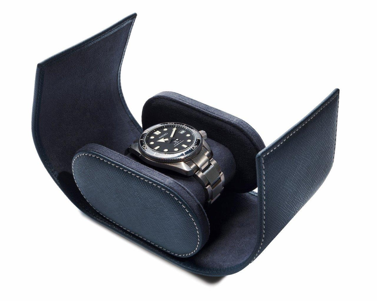 Watch-Pouch in genuine Saffinao calf leather, chocolate brown