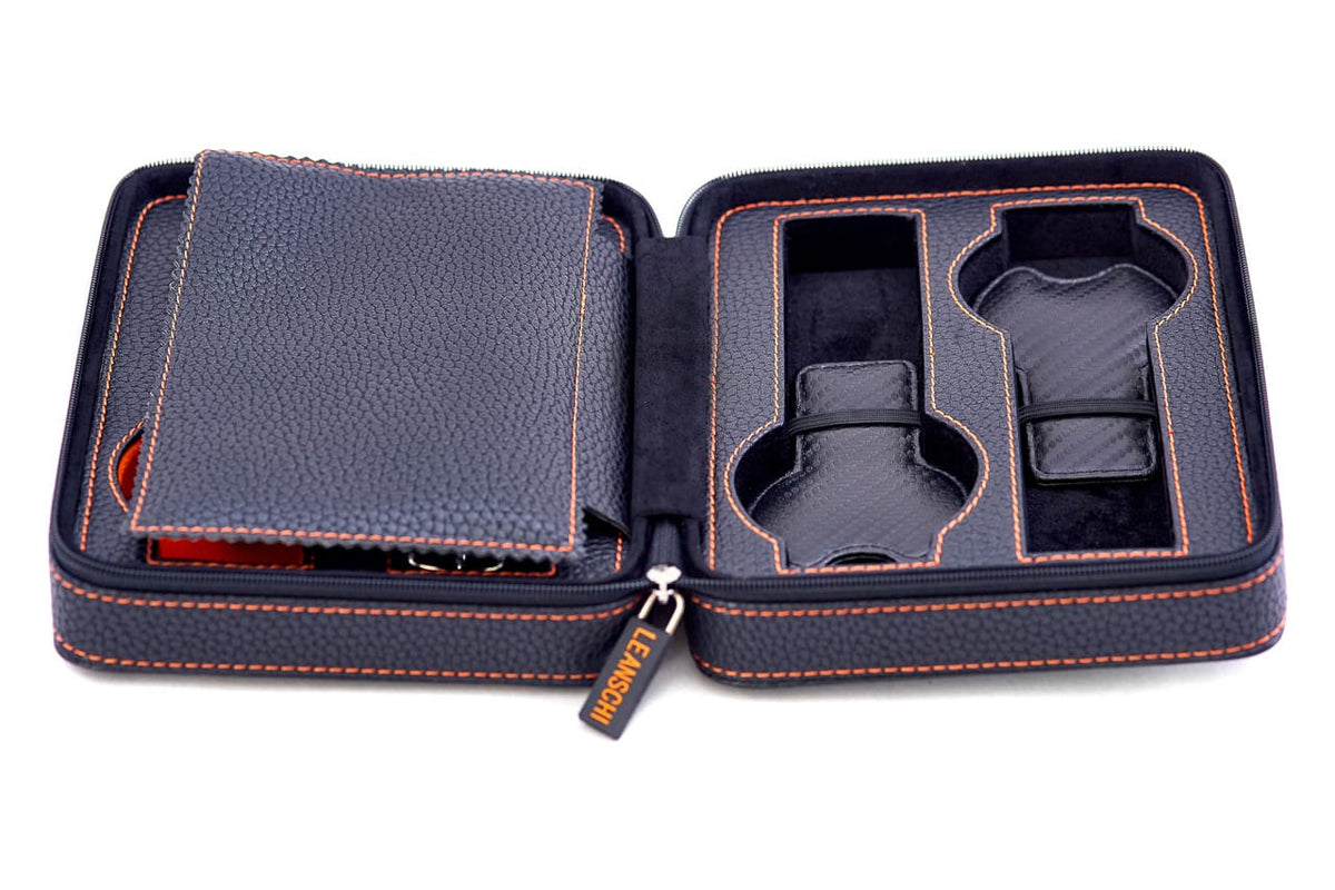 ZIP-pouch storage | transport 4 watches | Black PU
