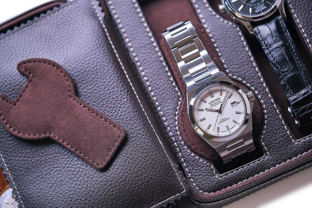 ZIP-pouch storage | transport 4 watches | brown PU