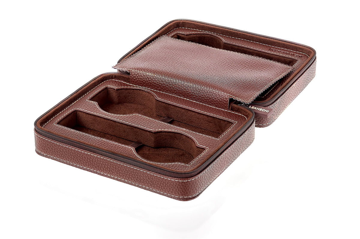 ZIP-pouch storage | transport 4 watches | brown PU