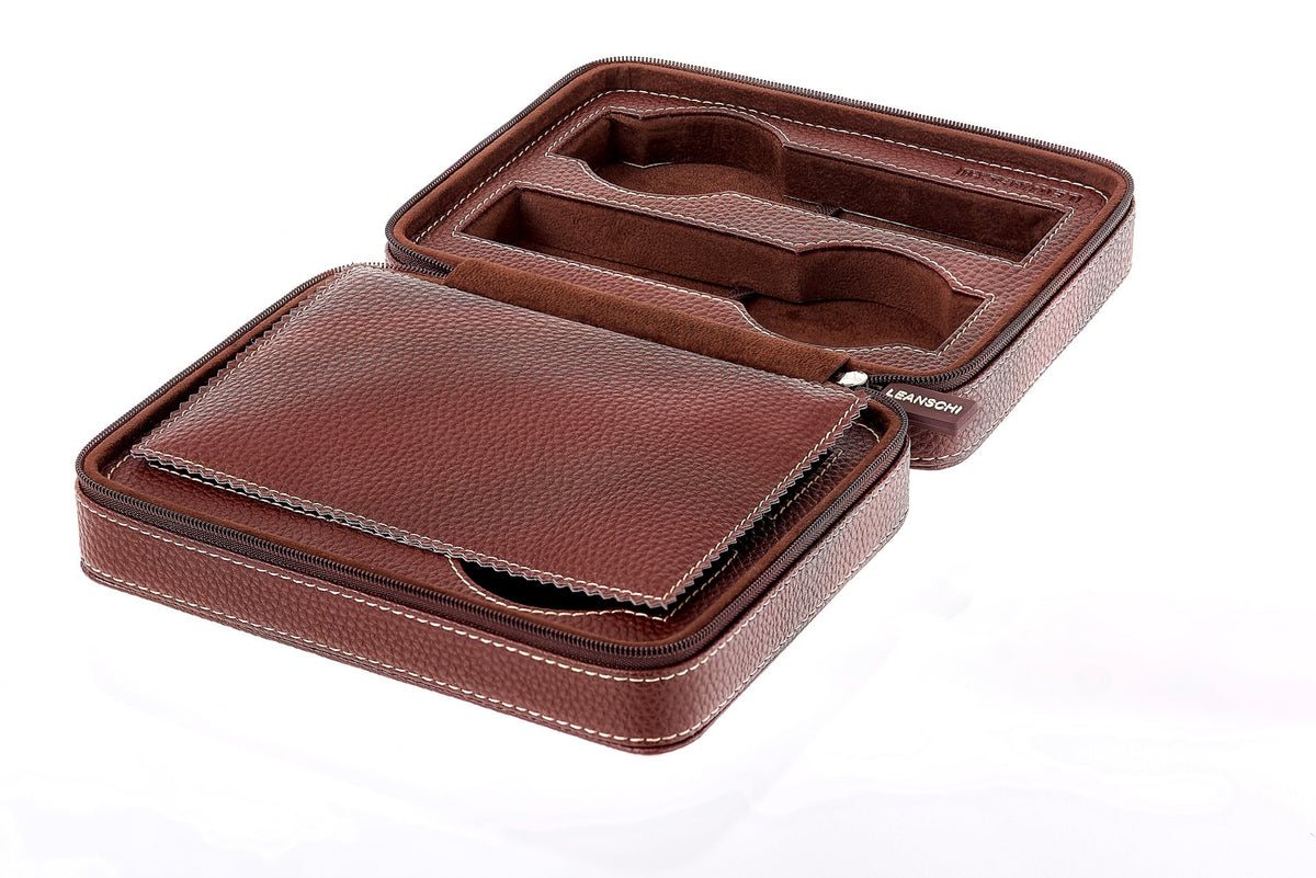 ZIP-pouch storage | transport 4 watches | brown PU