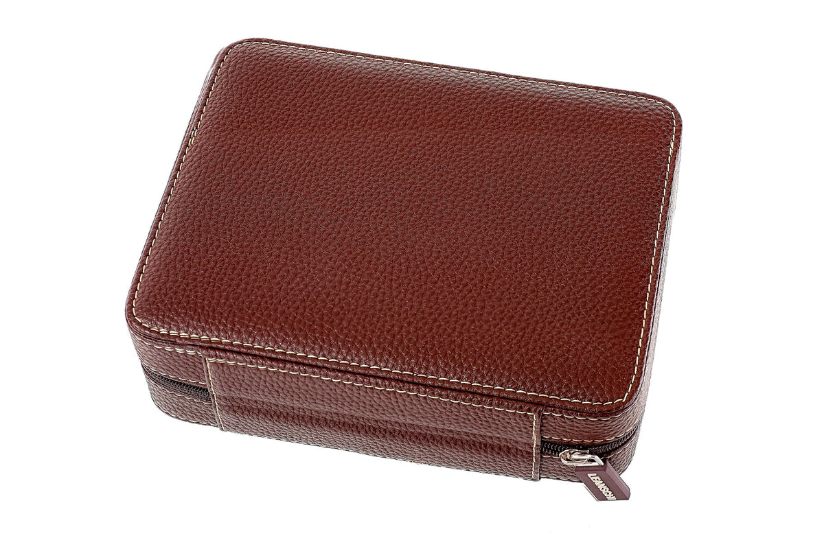 ZIP-pouch storage | transport 4 watches | brown PU