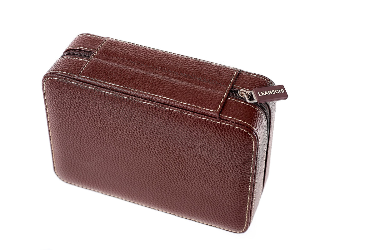 ZIP-pouch storage | transport 4 watches | brown PU