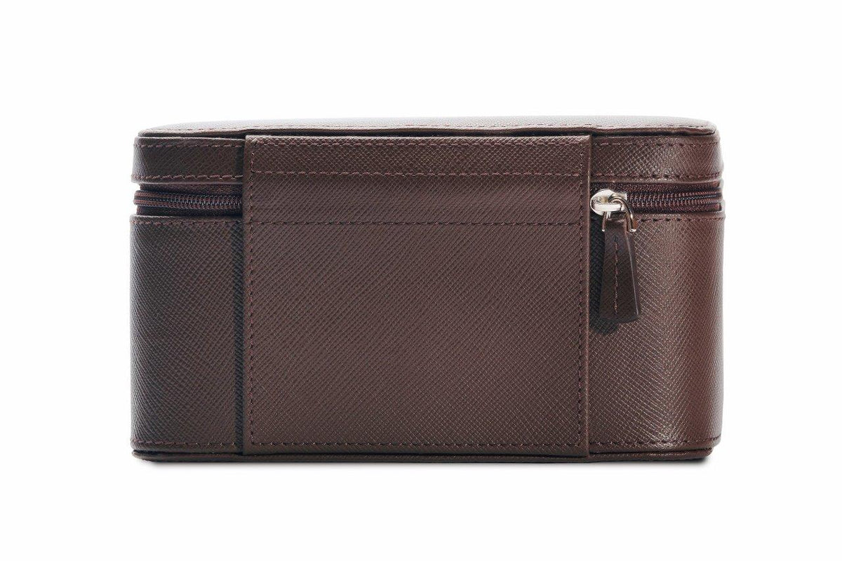 ZIP-case for 4 watches in genuine CALF LEATHER | chocolate saffiano