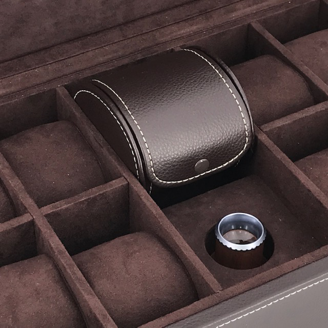 Collector's watch-box for up to 9 watches, incl. watchmakers' tools & wooden magnifyer