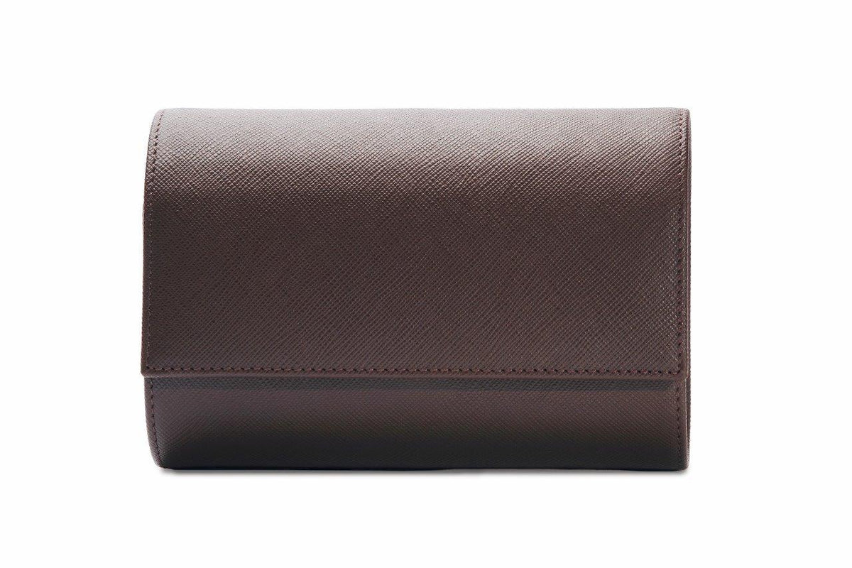 DOUBLE Watch-Pouch, safiano leather, chocolate brown saffiano