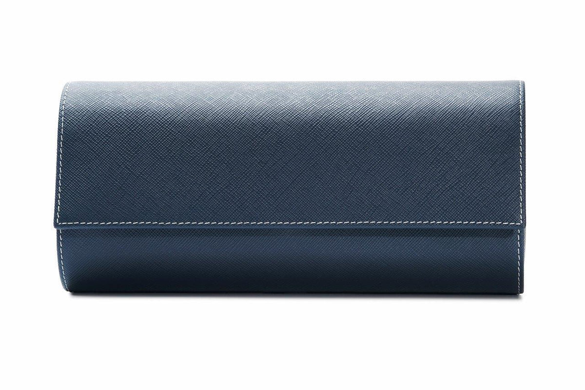 TRIPLE Watch-Pouch, calf leather, navy blue saffiano