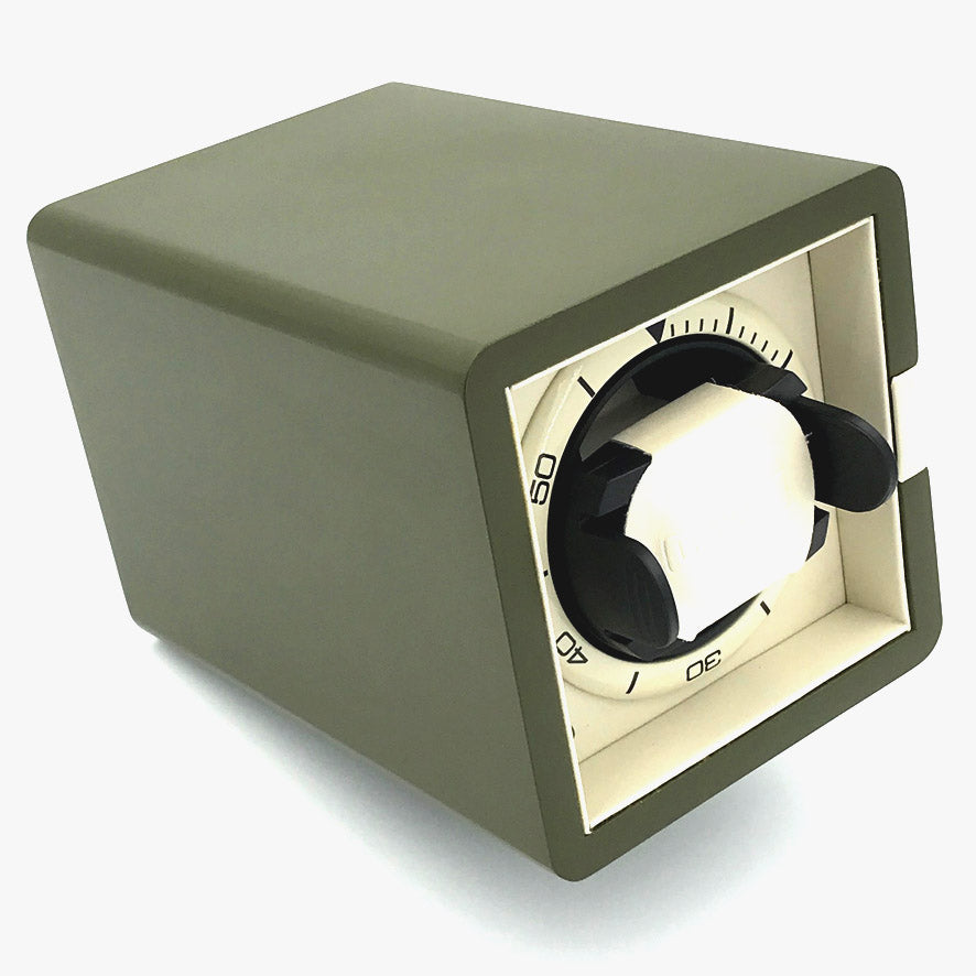Single watchwinder | KHAKI-GREEN MATT & CREAM